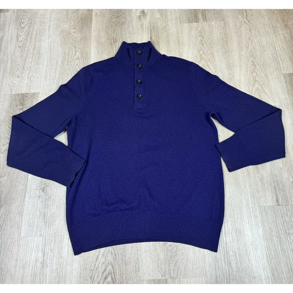 Banana Republic Mens Sweater Mock‎ Neck Button Placket Knit Pullover Casual